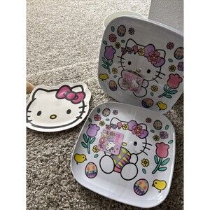 NWT Hello Kitty Easter Melamine Plates: Set Of Eight Plus Extra